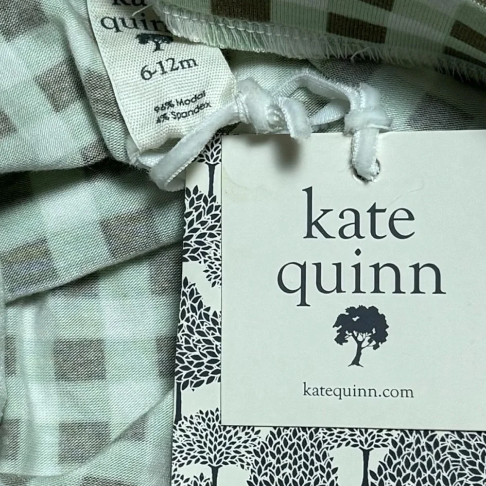 NEW Kate Quinn Green Grey Checkered Bloomer Bottoms Comfort Capsule Dainty 6-12m